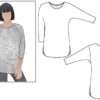 Style Arc Women's Fran Knit Top Sewing Pattern (Sizes 18-30) - Modern Dolman Sleeve T-Shirt Design