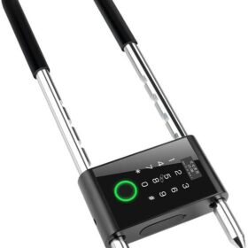 Aurosmart Smart Padlock with Long Adjustable Shackle - Heavy Duty Keyless U-Lock with Fingerprint, Keypad, App Control & Anti-Theft Weatherproof Design for Bikes, Gates, and Storage