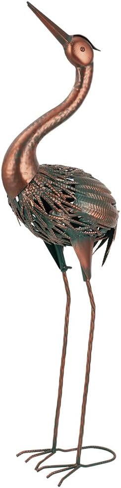 VEWOGARDEN Metal Heron Garden Statue - 33 inch Bronze Crane Sculpture for Outdoor Yard, Lawn, Pond & Patio Décor