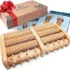 TheraFlow Wooden Foot Massager Roller for Plantar Fasciitis & Neuropathy Relief - Deep Tissue Reflexology Tool with 10 Massage Rollers & Non-Slip Grip