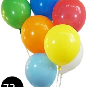 72-Count Assorted Color Latex Party Balloons - Vibrant 9-Inch Decorations for Birthdays, Graduations, and Special Events