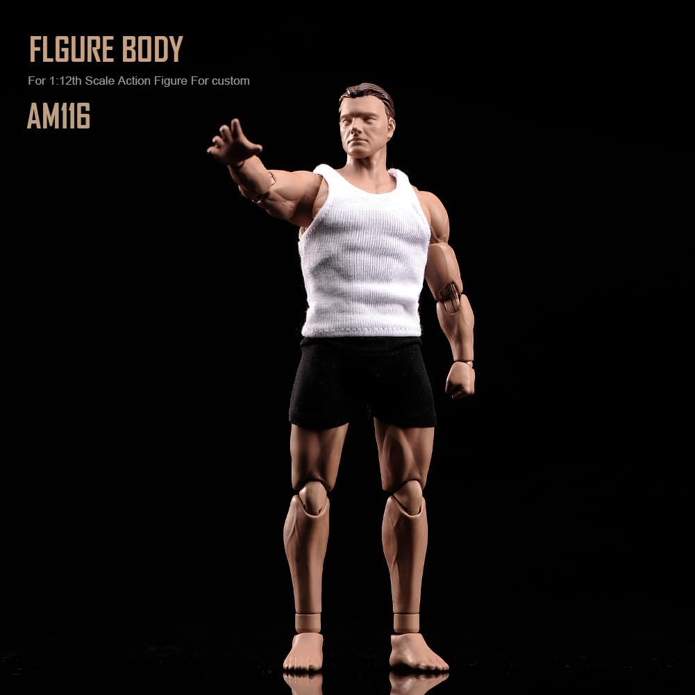 1:12 Scale 6-inch Male Action Figure Body – Flexible Articulated Muscle Mannequin for Artists, Customization, and Photography (Model AM116)