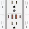 JcBlaon 10-in-1 Wall Outlet Surge Protector - 6 AC Outlet Splitter with 4 USB Ports (2 USB-C), 1050J Multi Plug Expander with 3-Sided Design for Home, Office & Travel