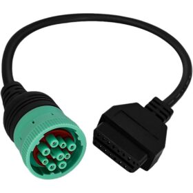 J1939 to OBD2 Adapter Cable – 9-Pin Female to 16-Pin OBDII Diagnostic Y-Cable for Heavy Duty Trucks & Commercial Vehicles