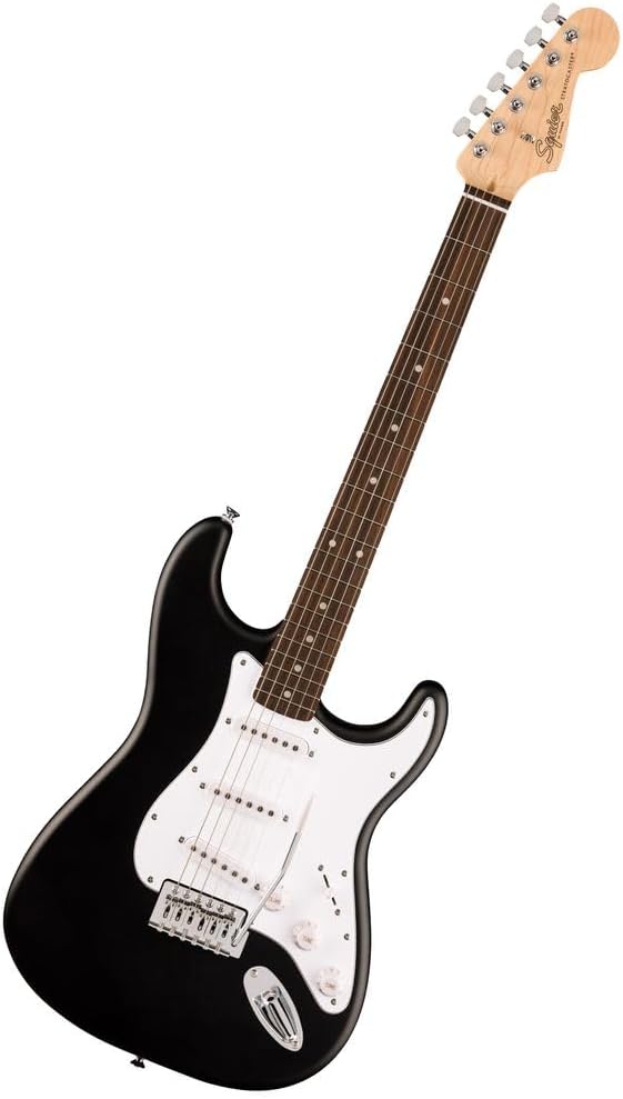 Squier by Fender Debut Series Stratocaster Electric Guitar - Beginner Starter Kit with Free Lessons, 2-Year Warranty, Slim "C" Neck, Matte Black Finish