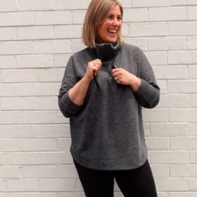 Style Arc Verity Knit Top Sewing Pattern - Women's Plus Sizes 18 to 30 - Funnel Neck & Long Sleeve Design