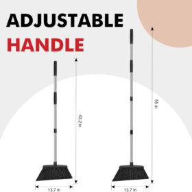 Heavy-Duty 55-Inch Outdoor Broom with 5-Layer Angle Bristles and Reinforced Stainless Steel Long Handle for Commercial, Patio, Garage, and Indoor Use