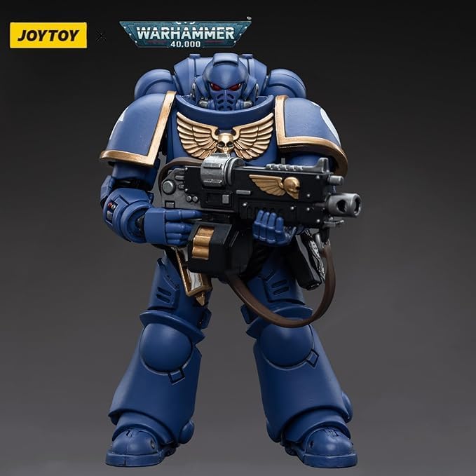 JOYTOY Warhammer 40K Ultramarines Intercessor 1/18 Scale Action Figure - 4-Inch Collectible Model with Accessories