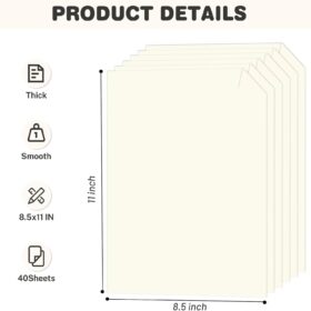 75lb Cream Cardstock Paper (8.5 x 11) – 40 Sheets Premium 200GSM Heavyweight Cardstock for Printing, Scrapbooking, Invitations, and Crafts