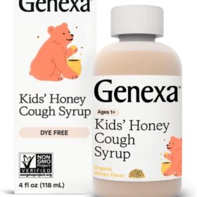 Genexa Kids' Organic Honey Cough Syrup – 4 fl oz Dye-Free, Gluten-Free & Non-GMO Liquid Immunity Support for Children Ages 2-11