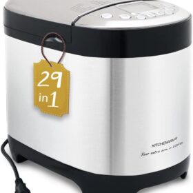 KitchenArm 29-in-1 Smart Bread Machine – 2LB Gluten Free Bread Maker with Customizable Cycles, Stainless Steel