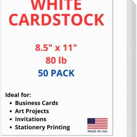 Cranium Press 80lb White Cardstock (8.5 x 11) - Premium Heavyweight 216 GSM Cover Paper for Business Cards, Invitations & Crafts - 50 Sheets