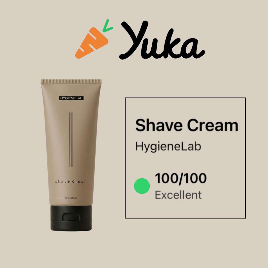 HygieneLab Natural Shaving Cream for Men – Fragrance-Free, 100/100 Yuka Rated, Non-Toxic Formula with Aloe Vera & Shea Butter – Soothes Sensitive Skin & Reduces Razor Burn (6.76 oz)