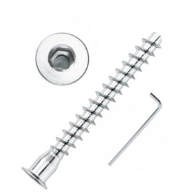 50-Pack M7 x 50mm Confirmat Screws - Hex Socket Drive Countersunk Wood Connecting Bolts for Furniture, Wardrobes & Cabinets