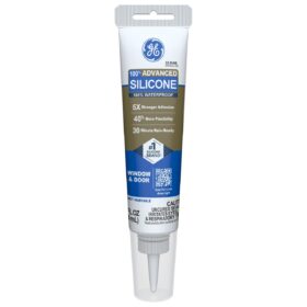 GE Advanced Silicone Window & Door Caulk – 100% Waterproof & Weatherproof Sealant, 5X Stronger Adhesion, Clear, 2.8 oz Tube