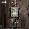 Antique Bronze Retro Robot Figurine - Industrial Steampunk Sculpture & Vintage Desktop Decor