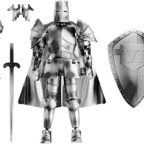 Osmanthus Bloom Medieval Knight Action Figure - Fully Articulated Robot Mannequin Model T13 with Armor, Weapons & Accessories (Assembly Required, B-Silver)