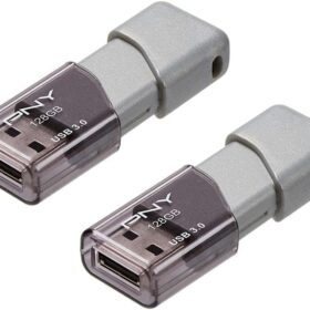PNY 128GB Turbo Attaché 3 USB 3.0 Flash Drive (2-Pack) - Silver, High-Speed Portable Storage