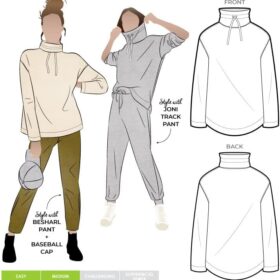Style Arc Verity Knit Top Sewing Pattern - Women's Plus Sizes 18 to 30 - Funnel Neck & Long Sleeve Design