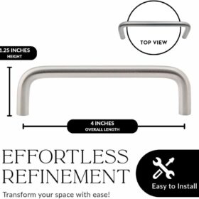Handsley 4-Inch Satin Nickel Wire Cabinet Pulls – 20-Pack Durable Steel Drawer Handles for Commercial & Residential Kitchens