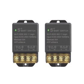 eWeLink WiFi Smart Switch (2-Pack) | 30A High Power Relay, 110V-240V DIY Wireless Relay Module for Home Automation, Alexa & Google Compatible, Timer Support