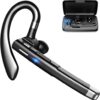 Bluetooth Earpiece with Charging Case - V5.1 Single Ear Headset with CVC 8.0 Noise Cancelling Mic, 450mAh Portable Charging Box, Mute Function for Hands-Free Driving, Office & Business (Compatible with iOS/Android)