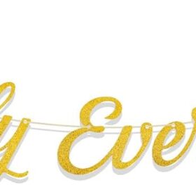 Gold Glitter 'Happily Ever After' Banner – Pre-Strung Bridal Shower & Wedding Party Decorations