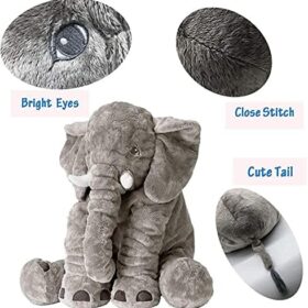 Giant Stuffed Elephant Plush Toy – 24-Inch Super Soft Gray Elephant Stuffed Animal – Cuddly Large Plushie Gift for Boys, Girls & Toddlers