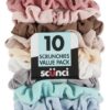 Scunci No-Damage Hair Scrunchies, Gentle Hold Elastic Ponytail Holders - 10 Piece Value Pack