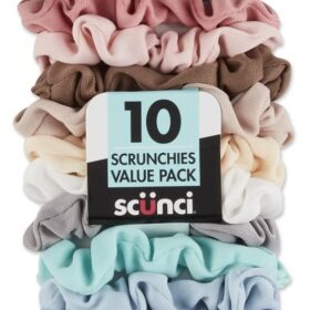 Scunci No-Damage Hair Scrunchies, Gentle Hold Elastic Ponytail Holders - 10 Piece Value Pack
