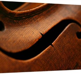 Viola Instrument Close Up Canvas Wall Art - Large Framed Music Room Decor, Rustic Antique Musical Instruments Print, 24x47 Inch Wood Framed Artwork for Living Room & Bedroom