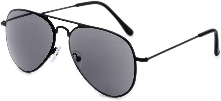 Unisex Aviator Full Lens Reading Sunglasses – Stainless Steel UV Protection with Power Lenses for Outdoor Reading