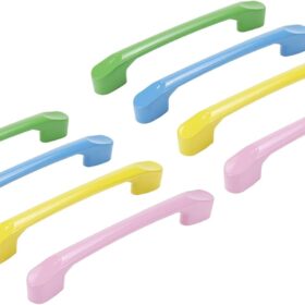 Dnyta 8-Pack Cartoon Drawer Knobs – Colorful 3.8" Candy Handles for Kids Wardrobes, Dressers & Cabinets (Yellow, Blue, Green, Pink)