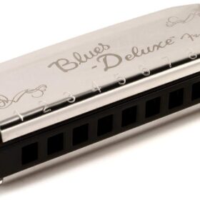 Fender Blues Deluxe Harmonica in Key of C – Professional Brass Reeds & Molded PVC Comb with Vented Case