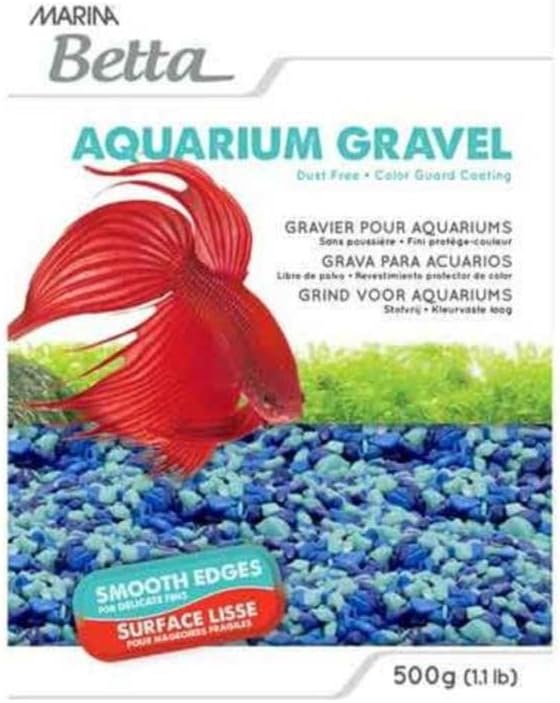 Marina Betta Decorative Gravel - Epoxy-Coated Blue Aquarium Substrate, 1 lb