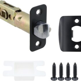 Adjustable Smart Door Deadlatch – 2-3/8” or 2-3/4” Backset, Universal Replacement for Keyless Entry & Fingerprint Locks, Matte Black Finish with Strike Plate