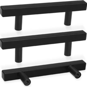 Matte Black Cabinet Handles (30 Pack) - 5 Inch Square Stainless Steel Drawer Pulls for Kitchen, Bathroom & Dresser - 3 Inch Hole Center Hardware