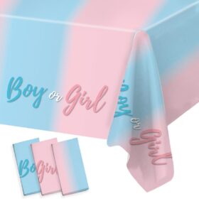 3-Pack Pink & Blue Gender Reveal Tablecloths - Disposable PE Plastic Party Decorations for Baby Showers, 51.2" x 86.6"