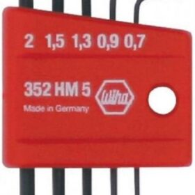 Wiha 35392 5-Piece Metric Mini Short Arm Hex Key L-Key Set with Black Finish