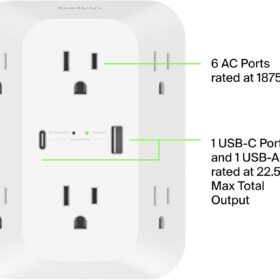 Belkin 6-Outlet Surge Protector with USB-C & USB-A Ports | 1,680 Joules, Wall-Mountable, ETL Listed