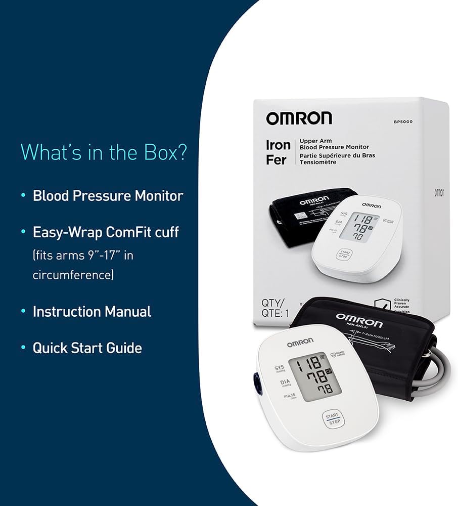 OMRON Iron Series Upper Arm Blood Pressure Monitor - Clinically Validated Accuracy with Irregular Heartbeat Detection