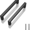 30-Pack 5 Inch Matte Black Cabinet Pulls, Square Stainless Steel Drawer Handles for Kitchen, Bathroom & Dresser Hardware (128mm Center to Center)