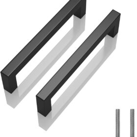 30-Pack 5 Inch Matte Black Cabinet Pulls, Square Stainless Steel Drawer Handles for Kitchen, Bathroom & Dresser Hardware (128mm Center to Center)