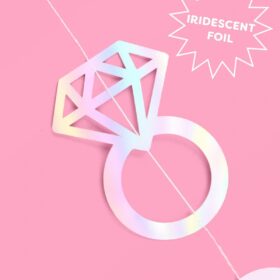 xo, Fetti Iridescent Engagement Ring Garland (4 Pack, 12ft) - Holographic Bride & Bachelorette Party Decorations, Wedding Proposal & Photo Booth Backdrop Supplies