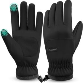 ihuan Winter Waterproof Gloves for Men & Women – Windproof Thermal Ski, Running & Cycling Gloves with Touchscreen & Non-Slip Grip