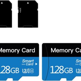 2-Pack 128GB High Speed Micro SD Cards with Adapters - Class 10 UHS-I U3 A1 Memory Card for Android, Tablet, Drone, Dash Cam & Security Camera