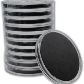20-Piece Premium Clear Acrylic Coin Capsules with 9 Sizes of Adjustable Black Foam Ring Inserts - Archival Safe Display Holders for Silver Eagles, Gold Buffalos, & Most Bullion Coins