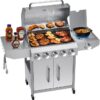 Bestfire 68,000 BTU 5-Burner Propane Gas Grill with Side Burner & Warming Rack – Stainless Steel Outdoor BBQ Grill with Cart Design & 647 sq in Cooking Area