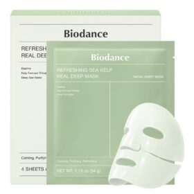 BIODANCE Real Deep Mask Overnight Hydrogel - 4 Pack Sea Kelp Face Mask for Sebum Control, Blemish Care, & Glass Skin | Korean Skincare for Sensitive Skin