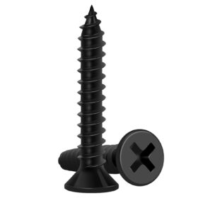 FIXLINK #8 x 1 Inch Black Wood Screws – 130 PCS Flat Head Phillips Self-Tapping Carbon Steel Screws for Woodworking, Furniture & DIY